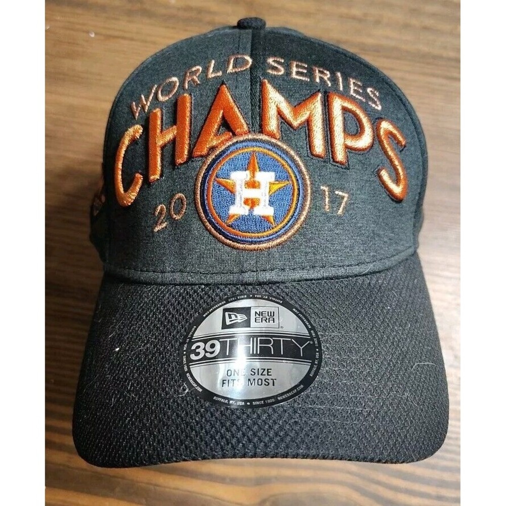 New Era 39Thirty Houston Astros Baseball Hat MLB 2017 World Series‎ Champs Black